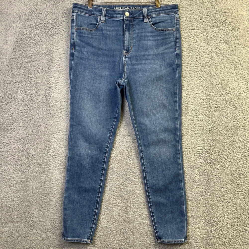 American Eagle Jeans Women 16R Blue Denim Next Level Stretch High Rise Jegging